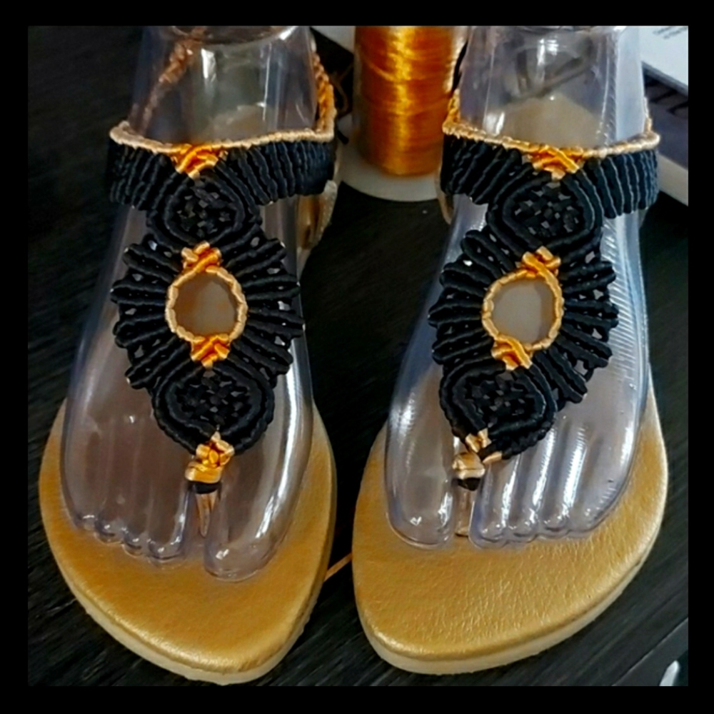 Black & Gold touch handmade Sandals - Exclusive!!